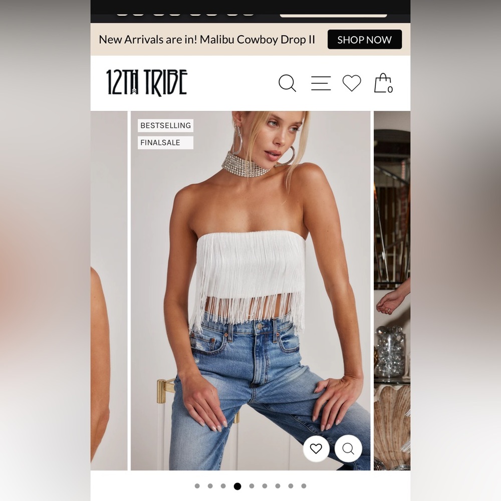 Gatsby Fringe White Crop Top 12th Tribe